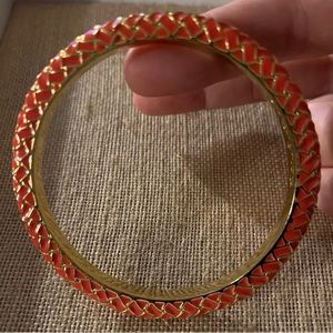 LILLY PULITZER Gold Tone and Coral Enamel Bracelet Bangle Vintage